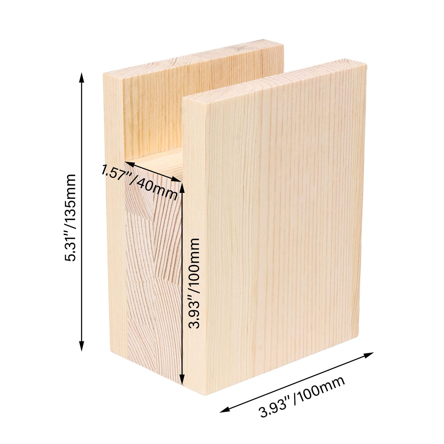 Furniture legs, 10 x 7 x 13.5 cm, groove width 4 cm, wood, table, desk, bed risers, furniture legs, 4 pieces