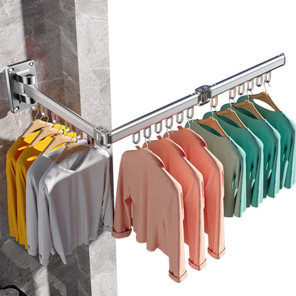 AISIR wall-mounted clothes rack, aluminum clothes hanging rail, foldable laundry dryer for balcony/bedroom - silver.
