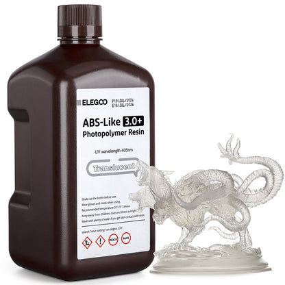 ELEGOO ABS-Like Resin 3.0 Plus, Improved 3D Printer Photopolymer Resin, Higher Heat Resistance, Fast Curing, High Precision, Non-Brittle, Translucent 2000g