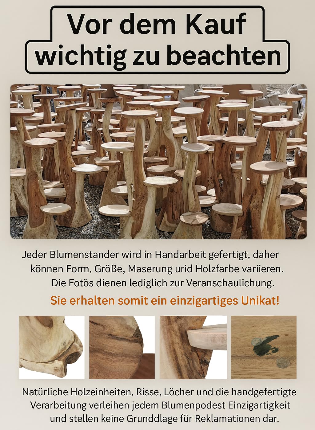 My-goodbuy24 flower stand, flower ladder, flower podium, flower stool - all made of solid Suar wood and featuring 4 shelves for plants and floral decorations.