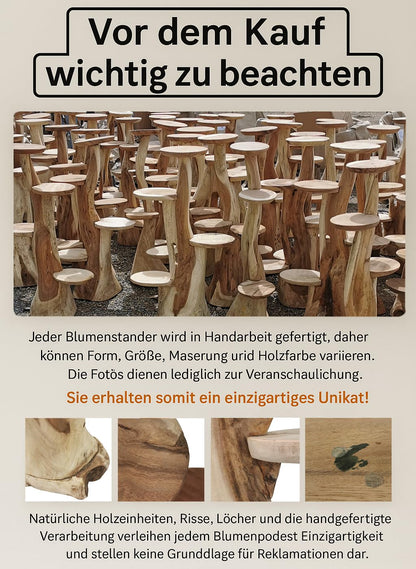 My-goodbuy24 flower stand, flower ladder, flower podium, flower stool - all made of solid Suar wood and featuring 4 shelves for plants and floral decorations.