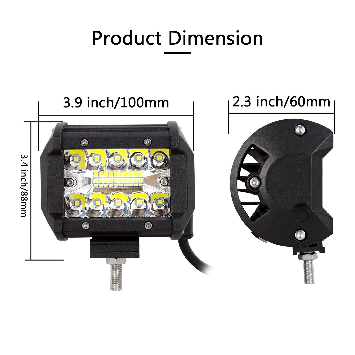 Willpower 12 inch 30CM 240W Led work light Bar + 4 inch 10CM 60W Led spotlight + Wiring Harness 12V 24V Floodlight Spot Led Bar for Offroad Car Tractor Auxiliary Lights Reverse Lights