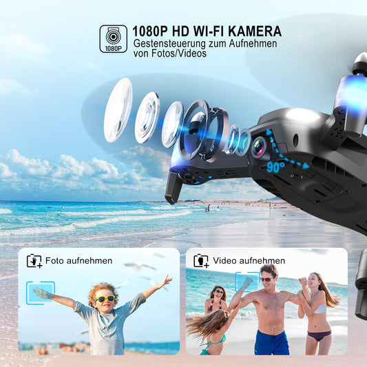 Wipkviey T26 Drone with Camera 1080P, RC Foldable FPV Quadcopter with 2 Batteries, 26-30 Mins Flight Time, 3D Flip, Gravity Sensor, Headless Mode, One-Key Takeoff/Landing