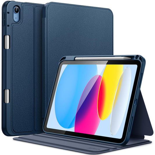 JETech case for iPad (A16) 11th/10th Generation (2025/2022) with pencil holder, thin folio stand tablet cover, multi-angle viewing (navy)