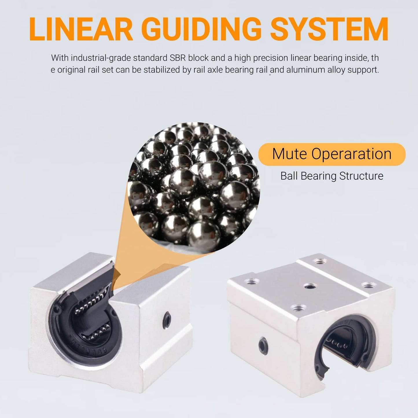 CNCYEAH Linear bearings and SBR12 support rail 2 pieces SBR12-700mm 12 MM Linear bearings slide guide shaft + 4 pieces SBR 12UU blocks, for 3D printers and CNC machines.