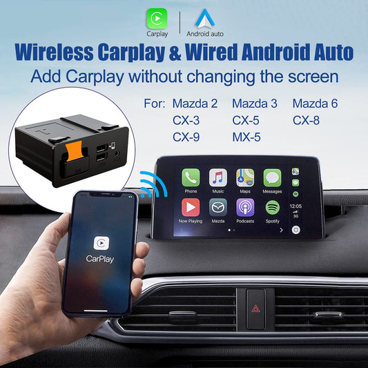 Mazda Wireless Carplay Retrofit Kit, TK78-66-9U0C OEM USB Hub for MZD Connect System, compatible with Mazda 2/3/6/CX3/CX5/CX9/MX5 2014-2020 (Supports Wireless Carplay, NO Android Auto)