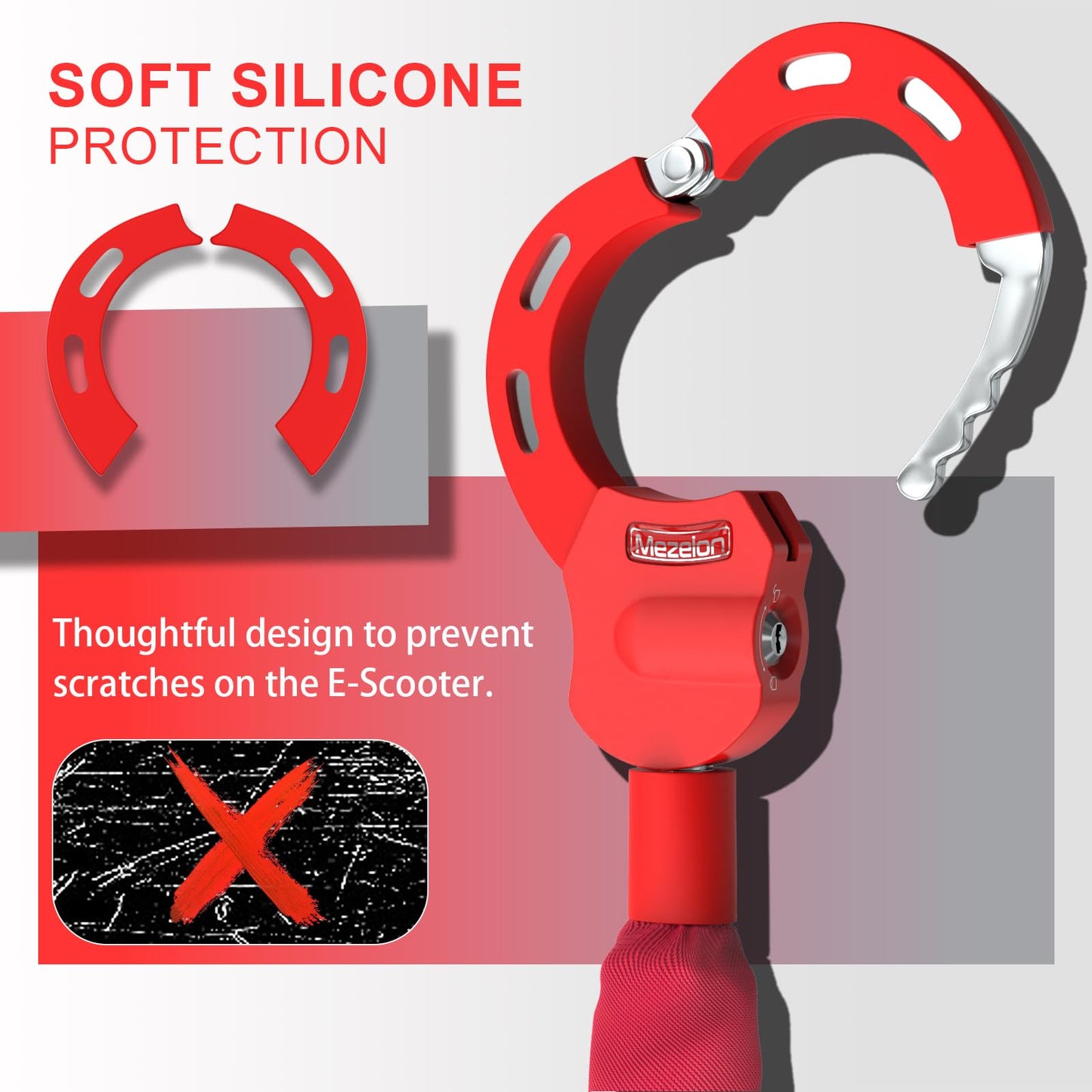 Mezelon E Scooter Lock 8mm | Bike lock | High security locks | Handcuff lock | Heavy duty locks for E scooters/bikes/e-bikes/motorcycles.