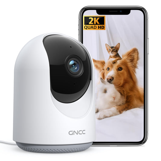 GNCC 2K Indoor Dog Surveillance Camera, Dog Camera Indoor Surveillance, 360° Dog Camera with APP, Night Vision, Motion Detection, Real-Time Alerts, 2-Way Audio, Works with Alexa, P1Pro