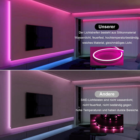 AIMENGTE WiFi Neon Led Strip, 1M 12V IP65 Waterproof Silicone LED Strip, with Alexa, Remote Control, App Control, Music Sync, Voice Control, Timer for DIY, TV.