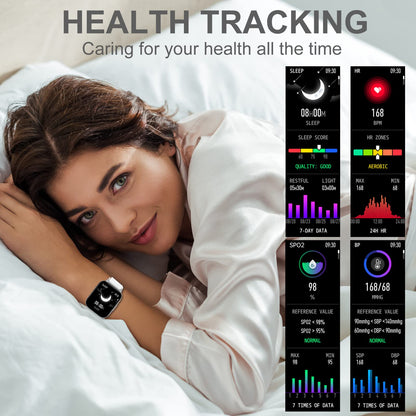 Women's smartwatch with phone function 1.69" personalized screen fitness watch for women with pedometer, calorie counter, heart rate monitor, sleep tracker, menstrual cycle tracker, SpO2. Smart Watch compatible with iOS and Android.