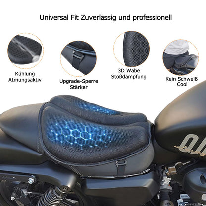 PhyiFlbey Motorcycle Gel Seat Cushion Moto 3D Honeycomb Universal Seat Cover Structure Breathable Shock Absorbing reduces Motorcycle Gel Seat Pad for Comfortable Long Rides Patent No.: 015020732-0001