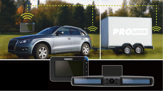 Per User Solar Rear View Camera System DRC4310 SOLAR: digital wireless backup camera set with LCD display (4.3" monitor) and battery with built-in solar panel - easy installation.
