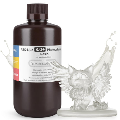 ELEGOO ABS-Like Resin 3.0 Plus, 3D printer resin 405nm rapid UV-curing photopolymer resin, high precision for LCD 3D printers translucent 1kg