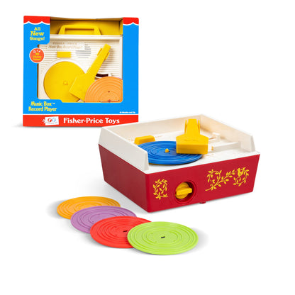 Fisher Price Classics 1697 Musicbox Record Player, baby music toy, interactive learning toy with 10 songs, educational toy, retro toy gift for ages 18 months+