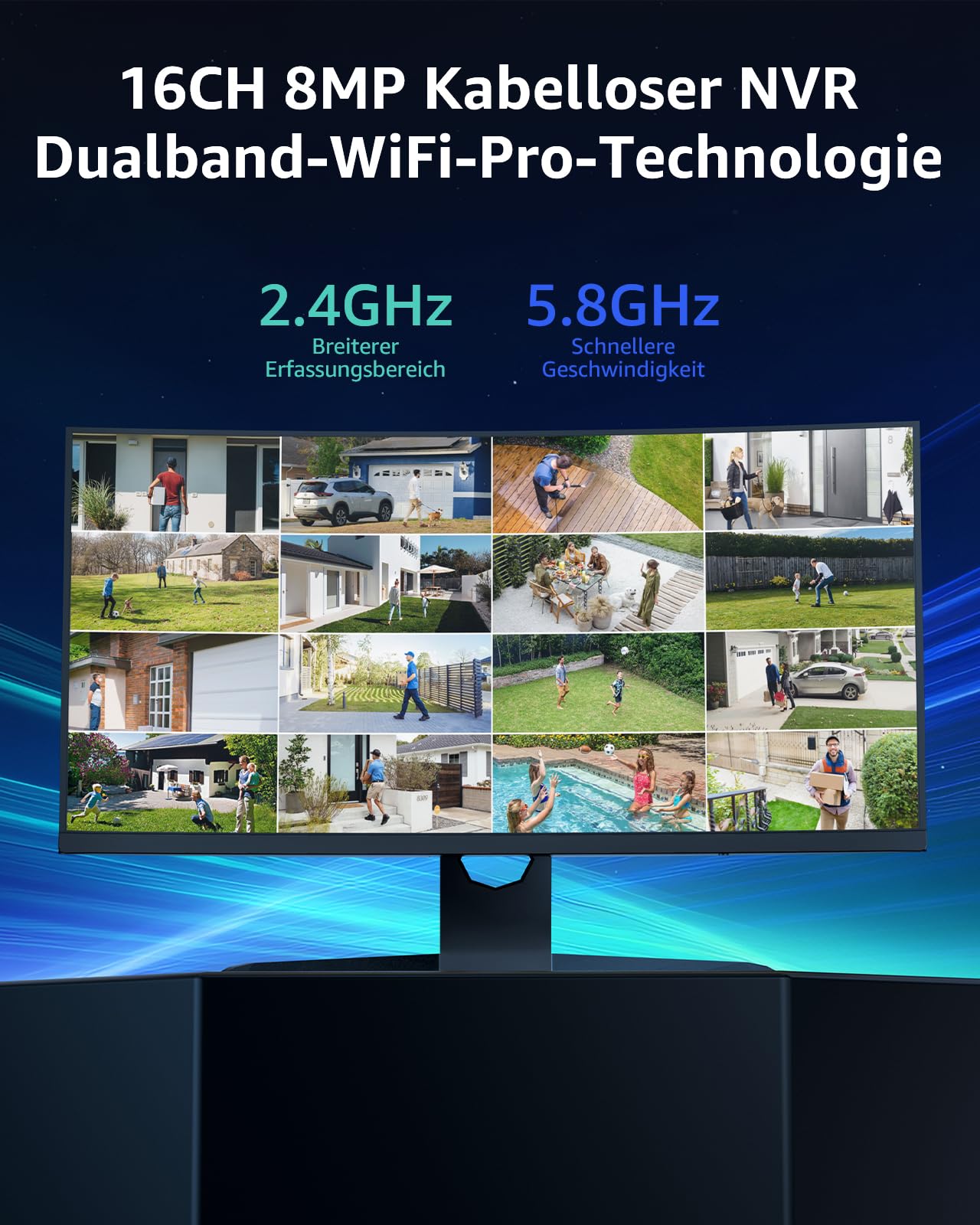 ANNKE 3MP WiFi Surveillance Camera Set Outdoor, 16CH 4K NVR with 4X 3MP WiFi Camera, Video Surveillance with 1TB HDD, Person Detection, 2-Way Audio, 30M Night Vision, IP66, Compatible with Alexa