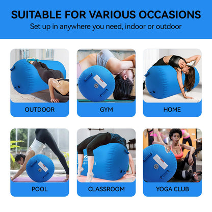 Air Roll Gymnastics, Inflatable Air Barrel Gymnastics Yoga Roller with Air Pump Tumbling Mats Training Mat Gymnastics Fitness Roller
