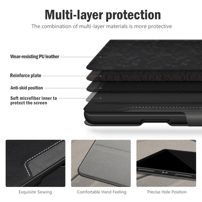 Antbox case for iPad Pro 13 inch case M4 2024 with pen holder Pencil holder Auto sleep/wake function PU leather case protective cover (black)