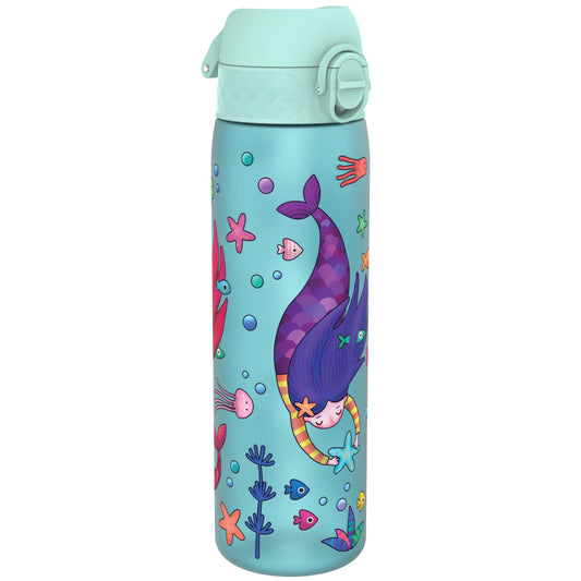 ION8 water bottle, 500ml, Leak-proof, One-handed opening, Secure locking, Dishwasher safe, BPA-free, Carry handle, Flip lid, Easy to clean, Climate neutral, Mermaids