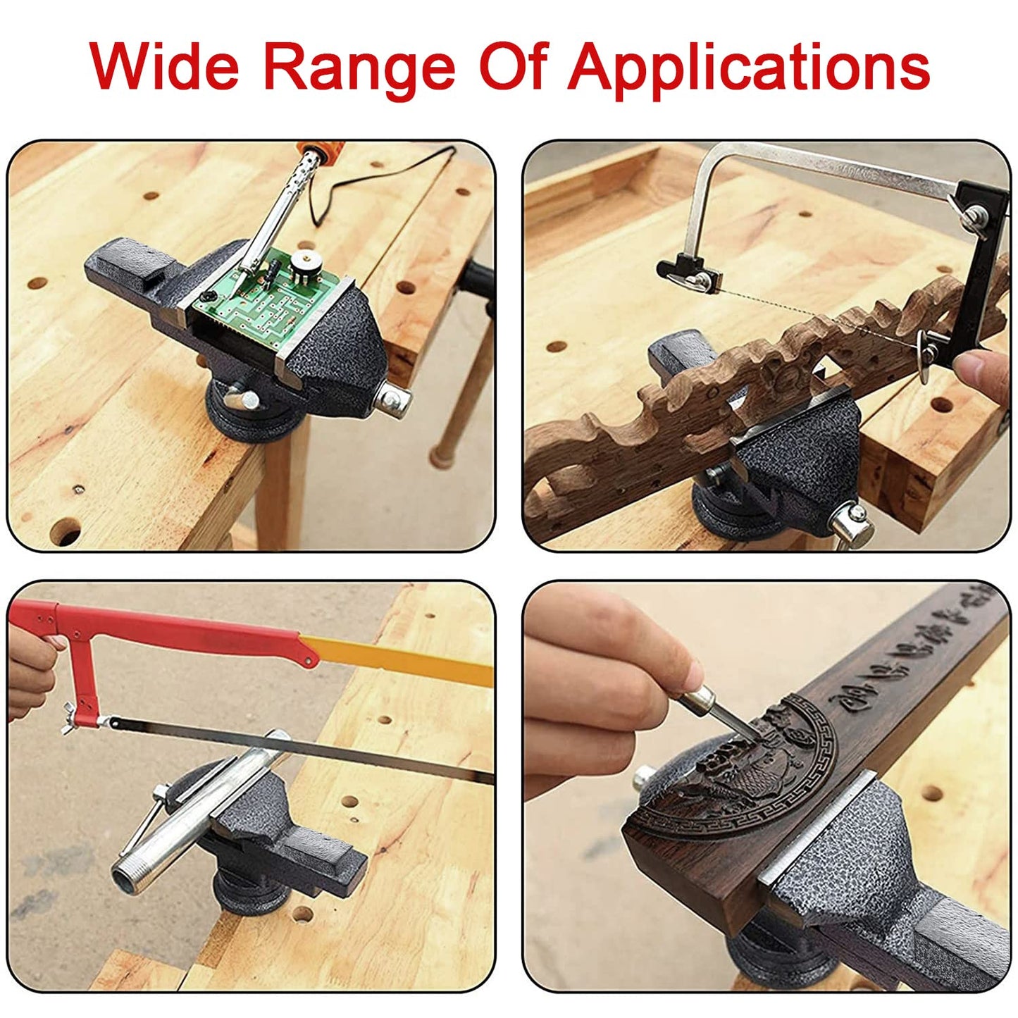 TEENO Vise Rotatable, Jaw Width 85 mm, Vise clampable with 360° Rotating Base, Made of Cast Steel, 800 kg