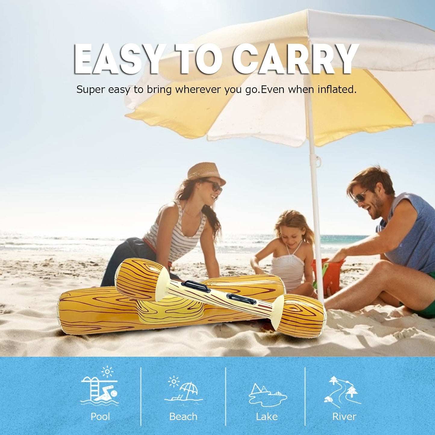 Inflatable pool toy adult battle log raft water toy children pool toys inflatable teenager outdoor toy for pool water toys pool games family for 2 players (L)