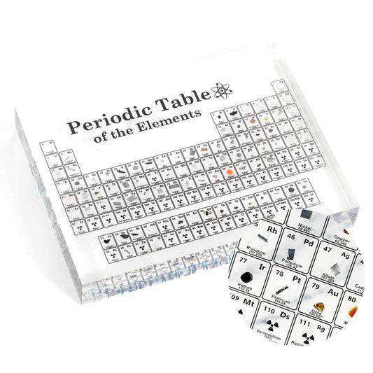 Acrylic periodic table with real elements, resin board with real elements for students, teachers, classrooms, etc. - 3D poster with chemical elements - Table of real elements (without base)