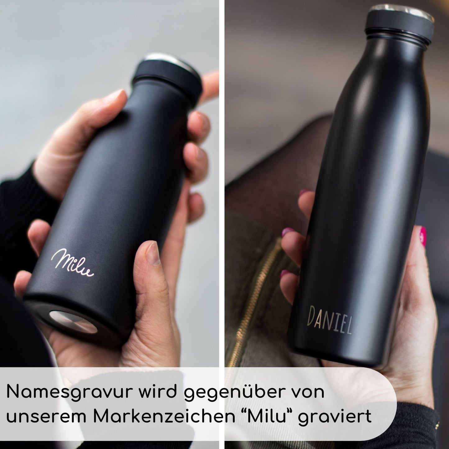 Milu® Engraved Water Bottle - Personalized Gift Idea for Easter, Father's Day, Mother's Day, Christmas, Back to School, Anniversary, Birthday for Women and Men, Mom, Dad, Kids (1500ml + Engraving)