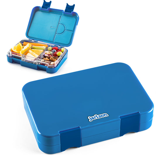 Jarlson® Lunchbox for Kids with 6 compartments TONI - Leak-proof Bento Box - Snack box for kindergarten and school - Boys and girls - | Bread box | Snack box (Blue)