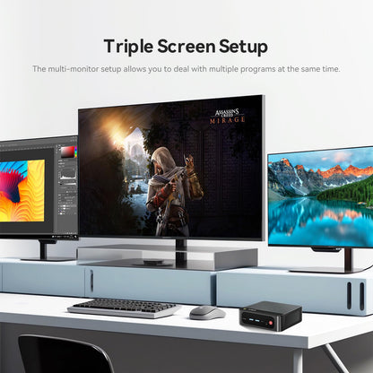 Beelink AMD Mini PC Ryzen 7 5825U (8C/16T, up to 4.5GHz), SER5 Pro Mini Computer with Windows 11 Pro, 32GB DDR4 RAM/500GB M.2 PCIe 3.0 SSD, 4K Triple Displays, DP, HDMI, Type-C, WiFi 6, BT 5.2, 2.5G LAN.