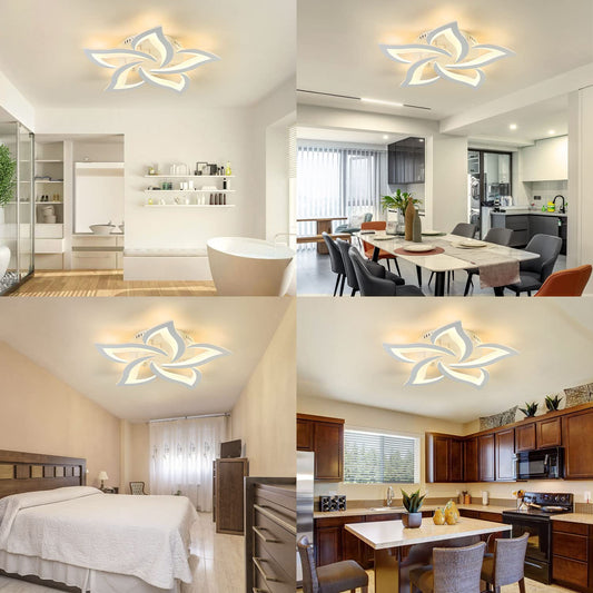 Sky angle LED ceiling light dimmable, living room lamp with remote control, bedroom ceiling light modern ceiling lighting chandelier lamp, Dimming 5 heads/Ø63cm/45W