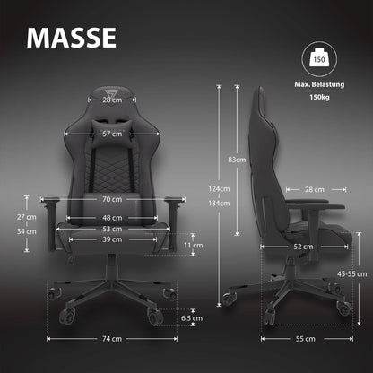 SENSE7 Gaming Fabric Spellcaster Office Chair Gamer Ergonomic seat Armrest One-piece steel frame Adjustable tilt angle Black, 43-52 x 69.5 x 57, 5902659841537