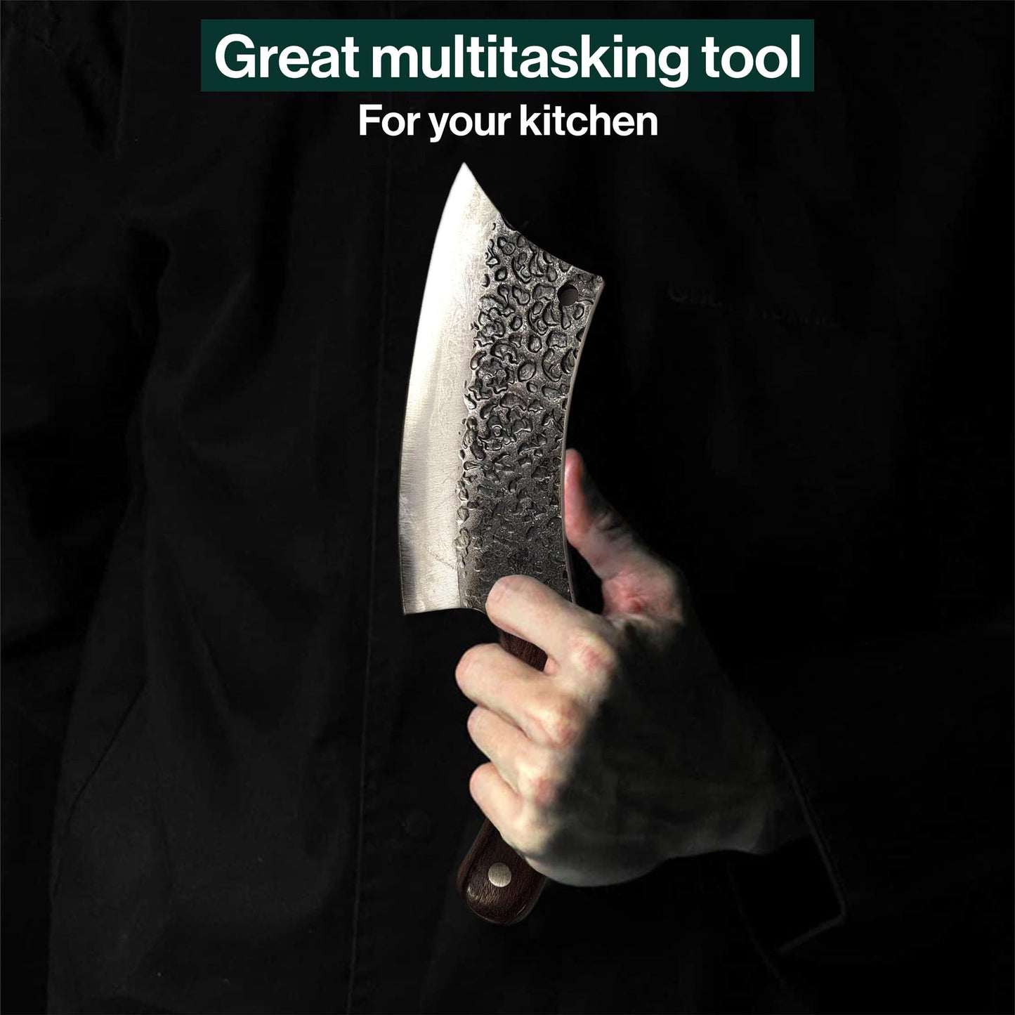 Serbian kitchen knives (butcher knife & cleaver), 2-piece cleaver set, forged chef knife with sheath and sharpening strap, for slicing vegetables, chef knife set for home, camping & BBQ.