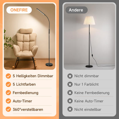 Floor lamp living room, dimmable floor lamp, 25 modes LED floor lamp living room dimmable, 1000 lumens reading lamp, black LED floor lamp, remote control/timer. Floor lamp, living room standing lamp.