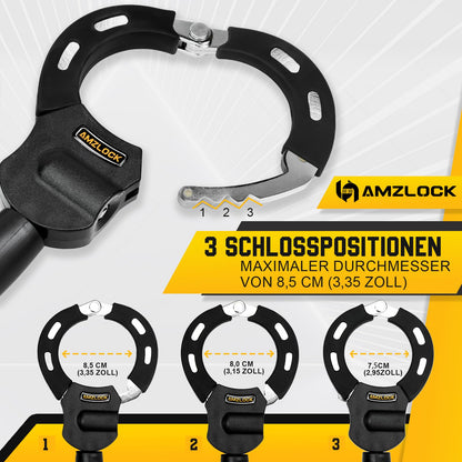 AMZLOCK E-Scooter lock with bag, handcuff lock for E-Scooters, 8mm thick chain lock