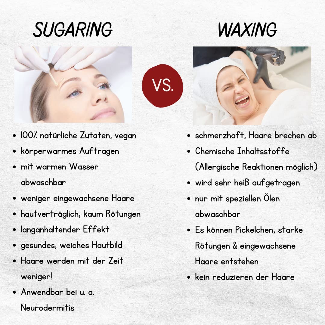 Sugaring sugar paste + 100x hair removal strips | 100% Vegan Natural | gentle, low pain hair removal | 1 jar of sugar wax | silky smooth skin for up to 4 weeks | for men and women | 500g (Soft)