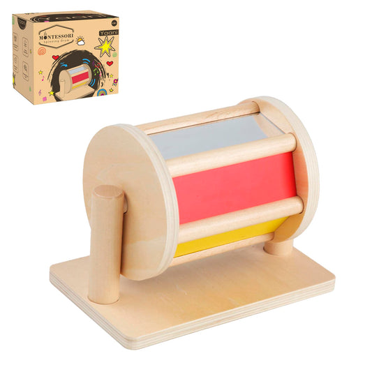 YAANI Montessori Spinning Drum is a Montessori toy for infants aged 6-12 months and 1 year old toddlers. It's the best baby gift idea.