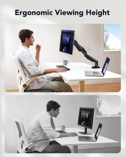 HUANUO Monitor Mount for 13 to 32 Inch Screens, Single Monitor Arm Stand Holds 2~9 kg, Height Adjustable with Tilts, Swivels, Rotates, VESA 75 & 100 mm.