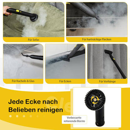 RELAX4LIFE Steam Cleaner, Steam Pressure: 5 bar, Power: 2000 W, Area Performance: 108 m², Tank: 1.8 L, Heating Time: 8 min., includes floor cleaning set, nozzles, for carpets, floors, tiles, windows, sofa