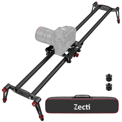 Zecti camera slider, 32 inch/80 cm, adjustable, carbon fiber, camera dolly rail, slider, video stabilizer, rail for camera, DSLR, video, film, photography, camcorder, stabilizer