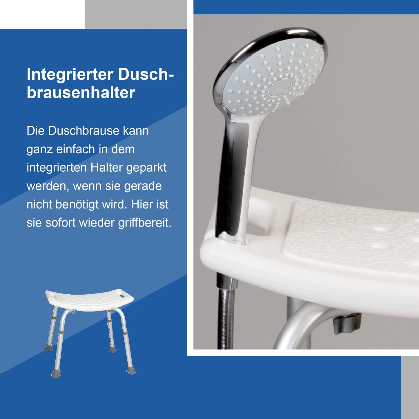 Accurate adjustable shower stool - non-slip, stable, and comfortable - Lightweight bath stool - Shower seat for shower (Universal shower stool)
