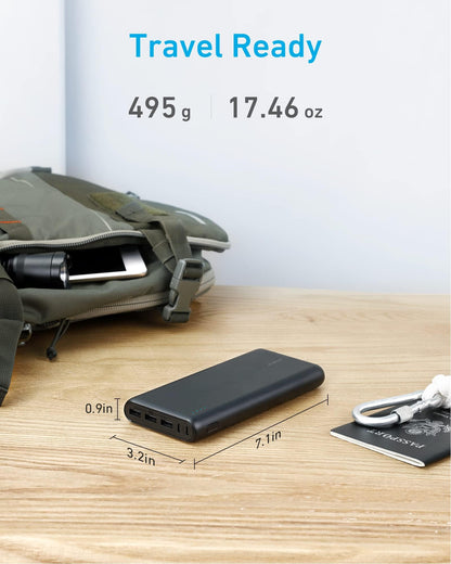 Anchor 337 Powerbank (PowerCore 26K) 26800mAh Power Bank External Battery with Dual Input Charging Port, Quick Rechargeable, 3 USB Ports for iPhone 16/15/14/XR/XS/X / 8/7, iPad, Samsung Galaxy, and more.