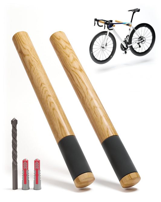 Borrow wooden bike wall mount with 20kg capacity - stable wall bike rack for road bike, MTB, and E-Bike - Natural Oak