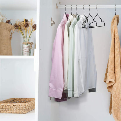 HOUSE DAY 40 Pack Black Hangers Rubber Coated Metal Wire Hangers Non Slip Space Saving Thin 0.4cm Thick