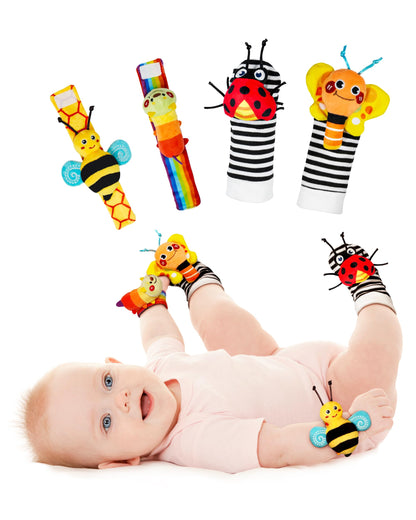 Infinno wrist rattle socks and footfinder baby toys, baby educational toys for newborn boys and girls 0-12 months, baby gifts for baby shower, baby birthday.