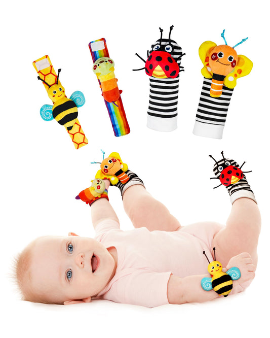 Infinno wrist rattle socks and footfinder baby toys, baby educational toys for newborn boys and girls 0-12 months, baby gifts for baby shower, baby birthday.