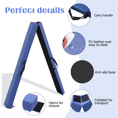 SportBob folding balance beam for kids, 300cm PU leather gymnastics beam for home use. Perfect for balance beam training, fitness, and gymnastics.