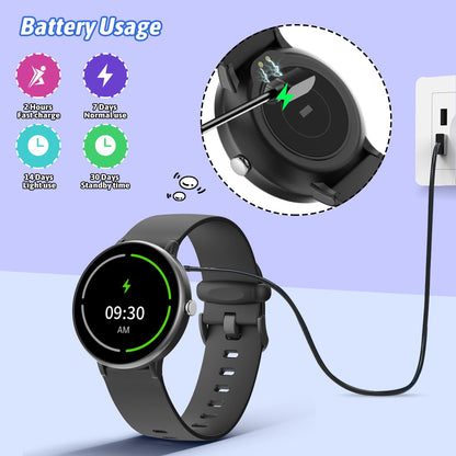 Kids Smartwatch for Boys Girls, Activity Tracker Watch IP68 Waterproof, 19 Sport Modes, Heart Rate Sleep Monitor, Pedometer, Children's Gifts for Teens from 5 Years Old (Black)