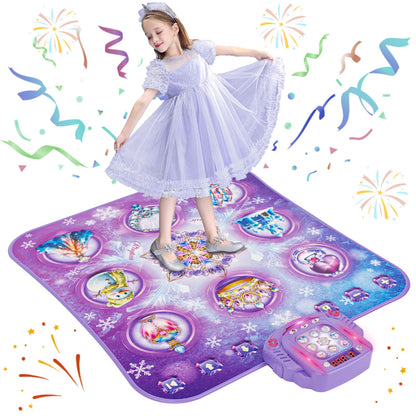 Dance mat kids toy gifts for girls 3 4 5 6 7 8 9 years, 2025 8 button dance mat with Bluetooth, Flowing light control system with stands, Purple princess gift for 3-12 girls