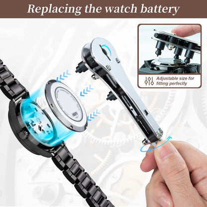 【2025 Full Version】Eventronic Watch Tool Set + Watch Press, Watch Case Press Tool, Watchmaker Tool Set, Watch Tool Battery Replacement, Case Closer Watch Repair Tool with 12 Pressure Plates