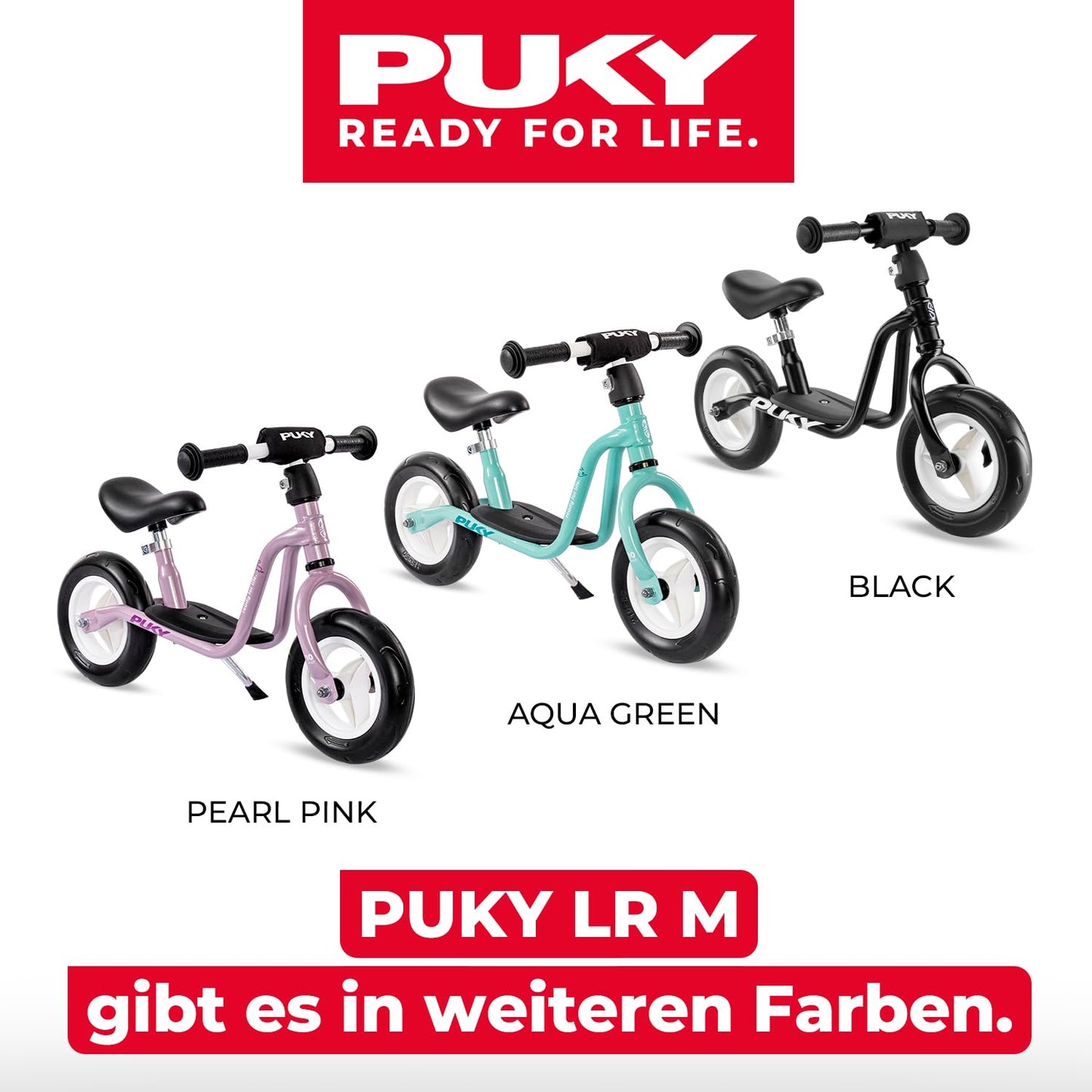 PUKY LR M Aqua Green | Balance bike for ages 2 and up | Kids' toy for ages 2 and up | Scooter with footboard | Training bike with safety handlebars | Adjustable handlebar & seat height