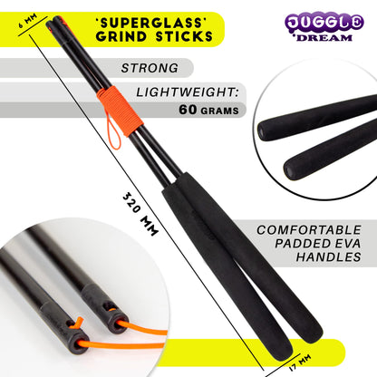 Juggle Dream Jester Diabolo Set - Fixed axle professional diabolo with Superglass handsticks, online instructional video - Juggling toy (Black/Red)